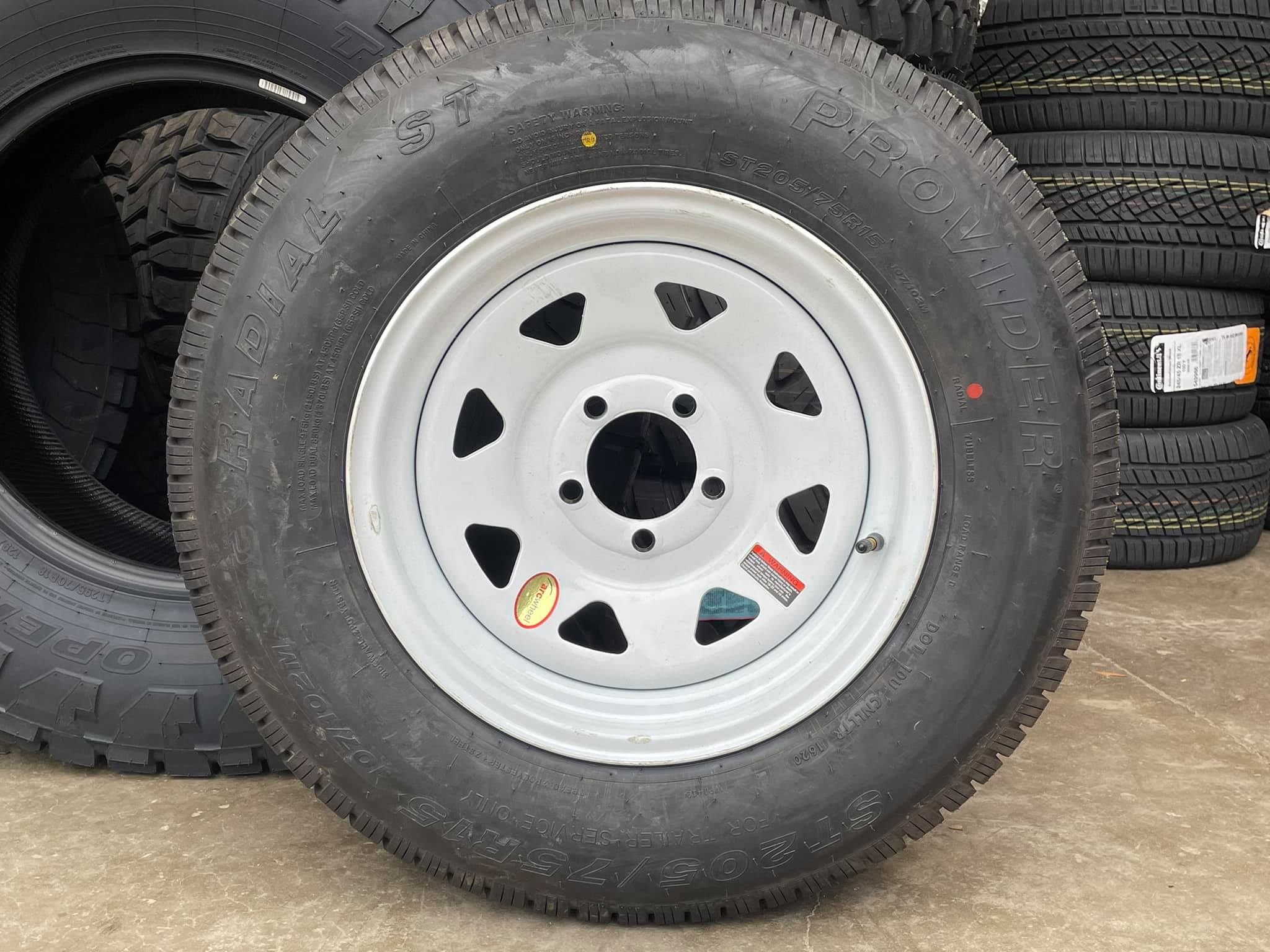 Trailer wheel and tire combo sale.