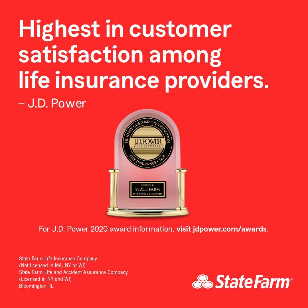 I'm proud to offer life insurance with award winning satisfaction. Call me today to talk about protecting your family's future.