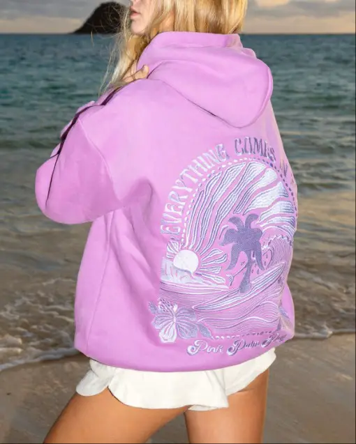 Business logo of pink palm puff hoodie